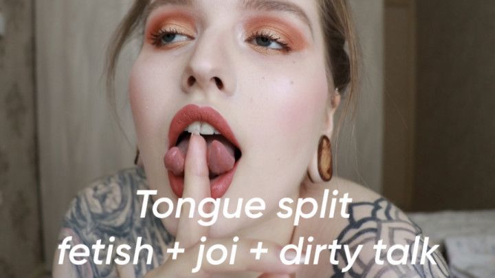 Tongue split babe dirty talks for you