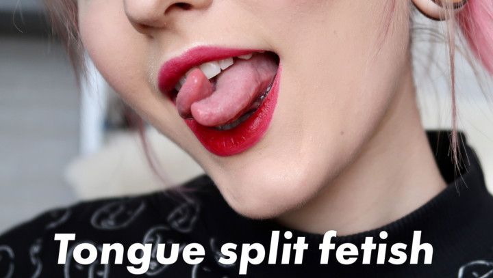 Tongue split fetish red lipstick