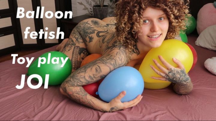 Balloon fetish + masturbation + cum JOI