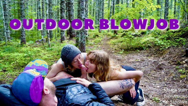 Threesome Blowjob Surprise! Public Outdoor Oral Sex