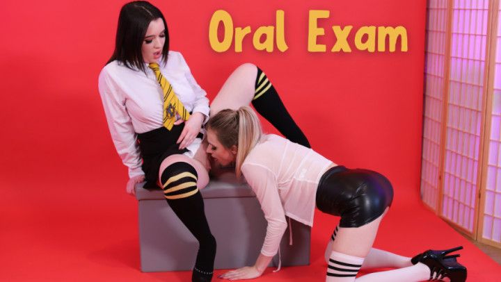 Oral Exam: Schoolgirl Pussy Licking with Chloe Toy