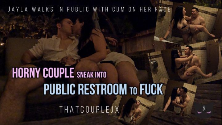 HORNY COUPLE SNEAKS INTO PUBLIC RESTROOM TO FUCK