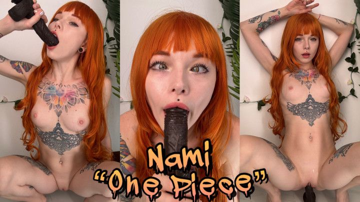 Nami fucks her throat with BBC toy &amp; riding on it