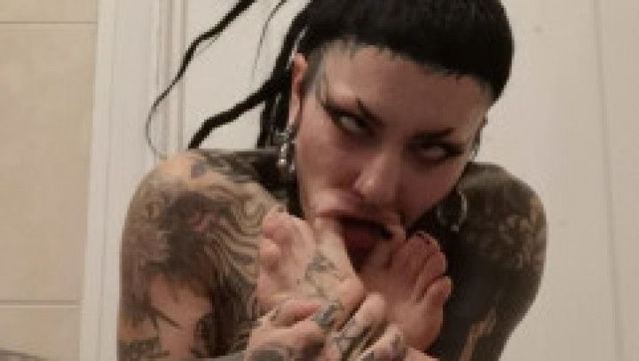 I lick my feet, touch myself and wee