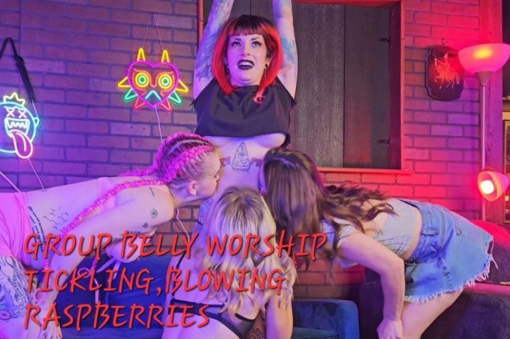 GROUP BELLY WORSHIP, TICKLING, BLOWING RASPBERIES