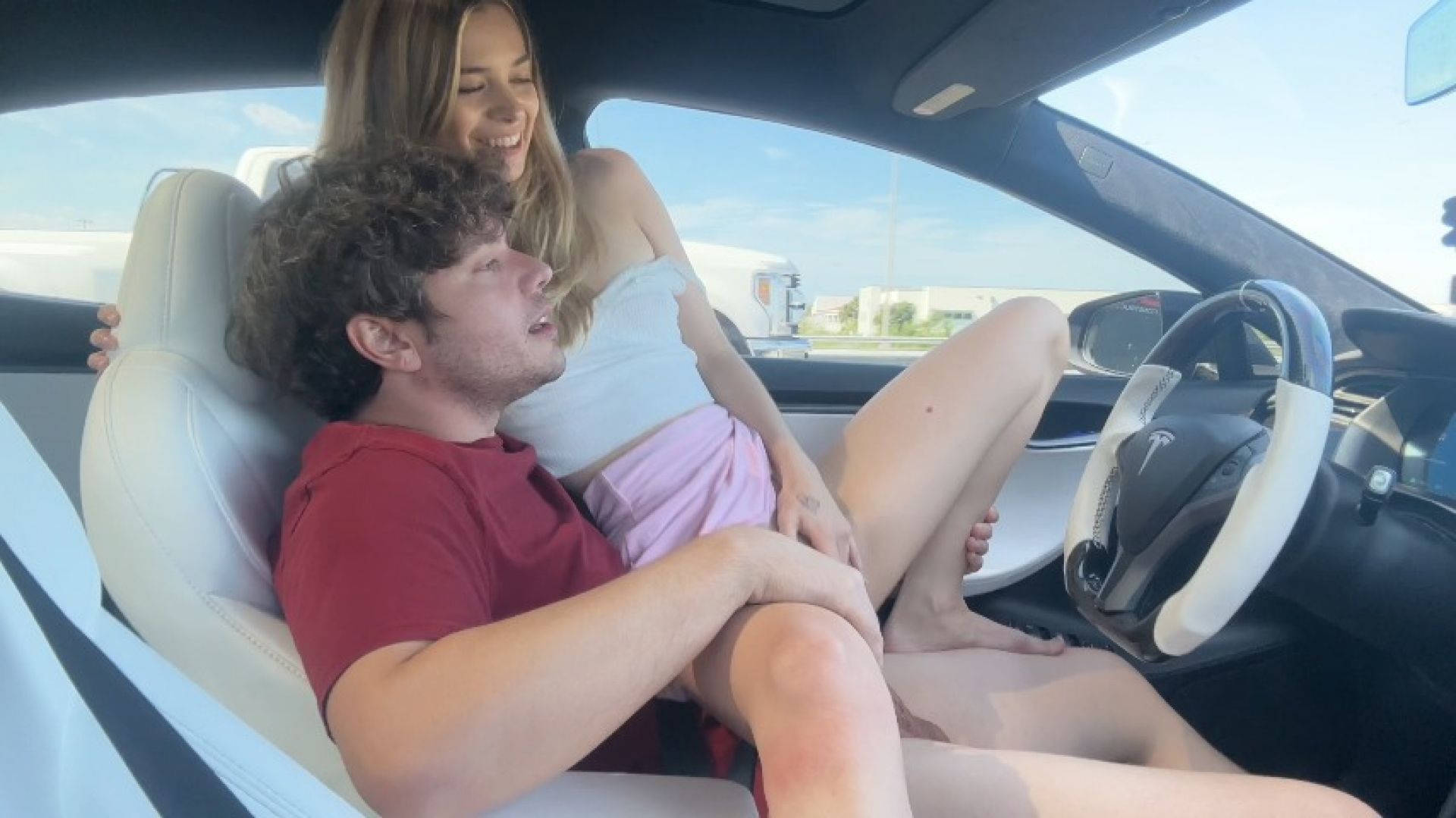 Eighteen Year Old Molly Little Fucks In Car Tesla Autopilot