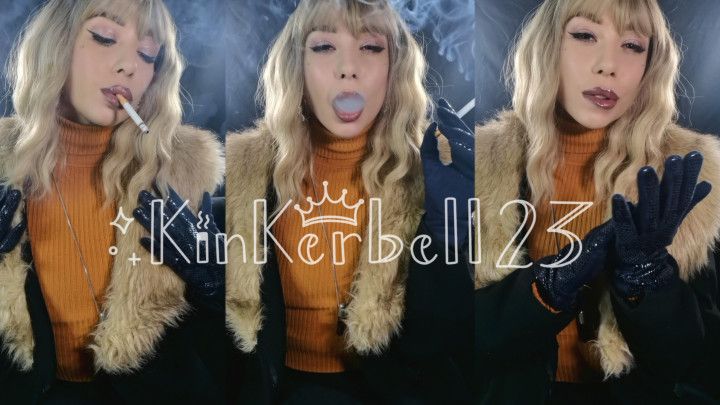 Smoking in Fur &amp; Leather gloves