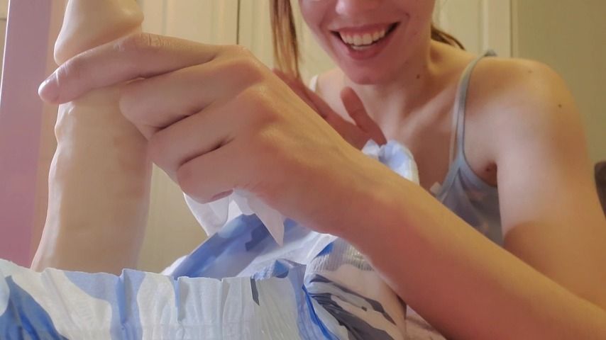 Diaper Change &amp; Blowjob from Step Sister