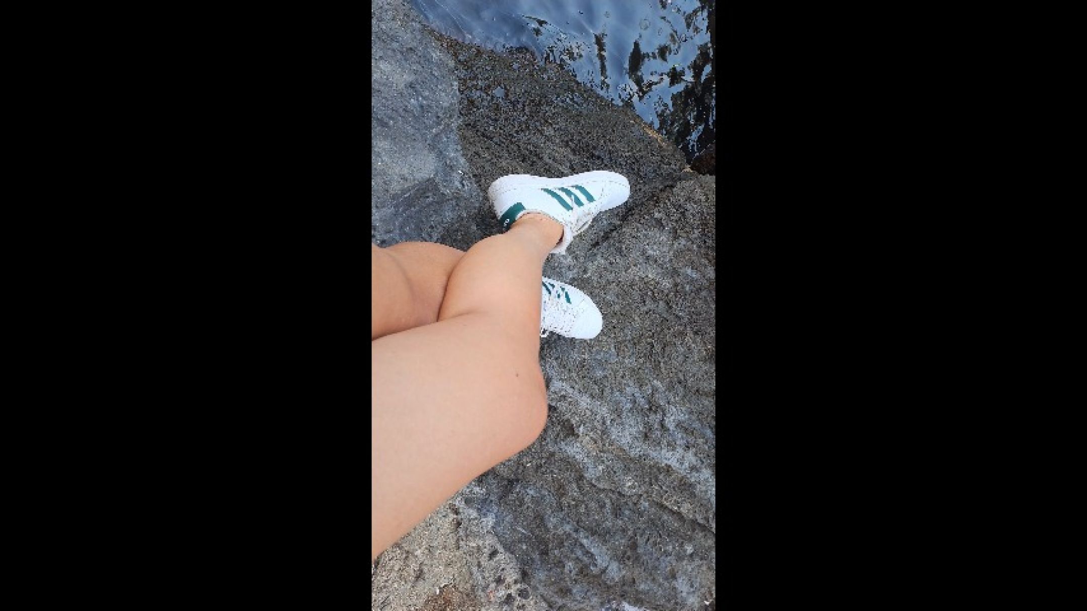 White adidas and sexy tanned legs