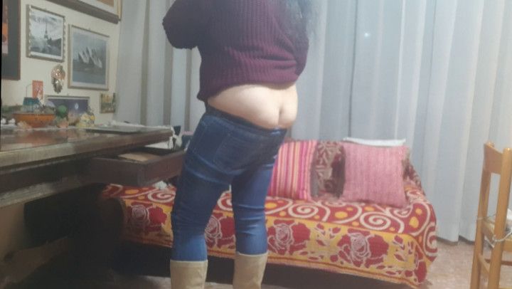 Showing ass while looking for papers