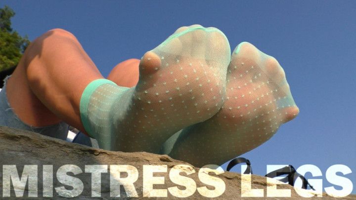 Outdoor Soles Tease In Cute Turquoise Nylon Socks Part 2