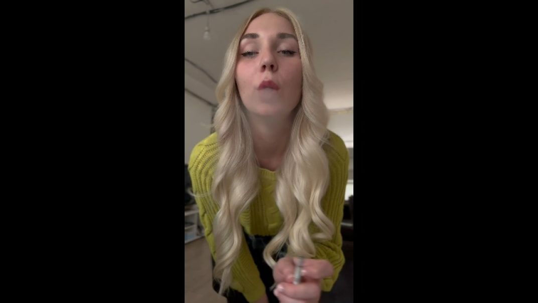 blonde smokes on camera