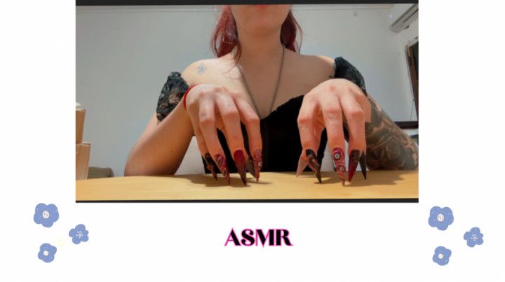 ASMR arranging my makeup with my long nails