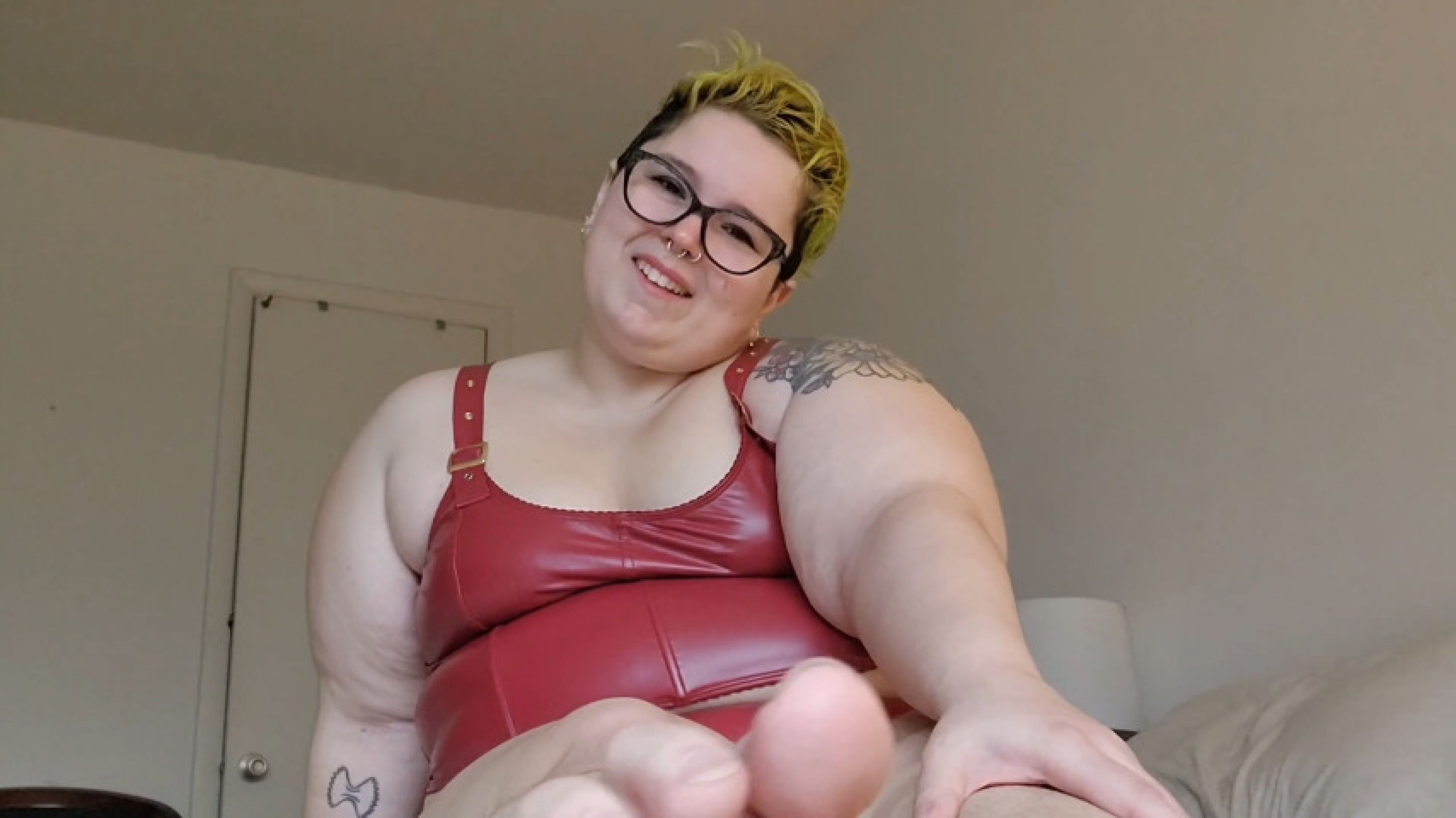 Fat Bitch Gives Your Pathetic Cock a Foot Job