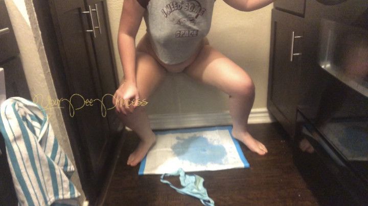 Desperate Princess Soaks Through Pee Pad