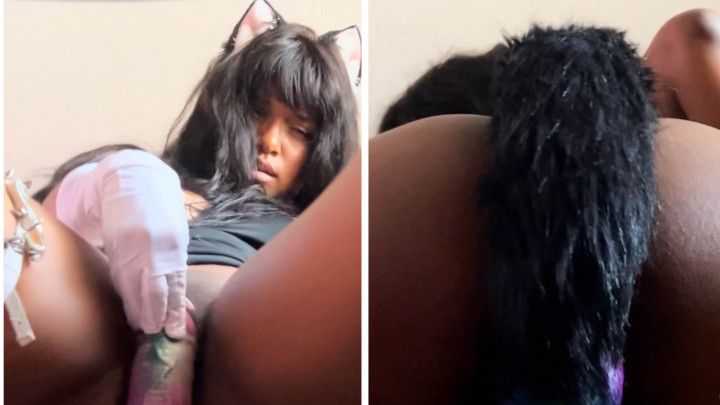 Cat girl twerks and rides monster cock