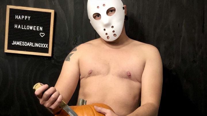 Jason fucks a pumpkin with a strapon