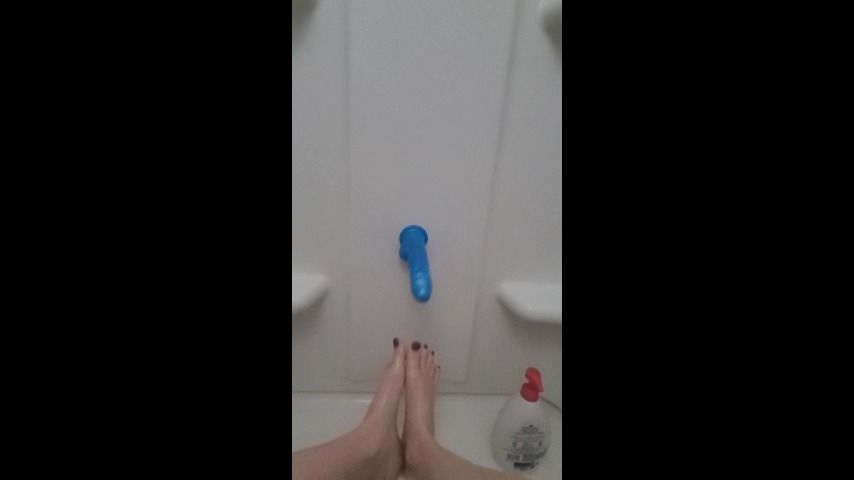 Shower Feet Play with my Blue Dildo