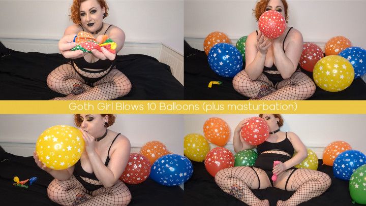 Goth Girl Blows 10 Balloons