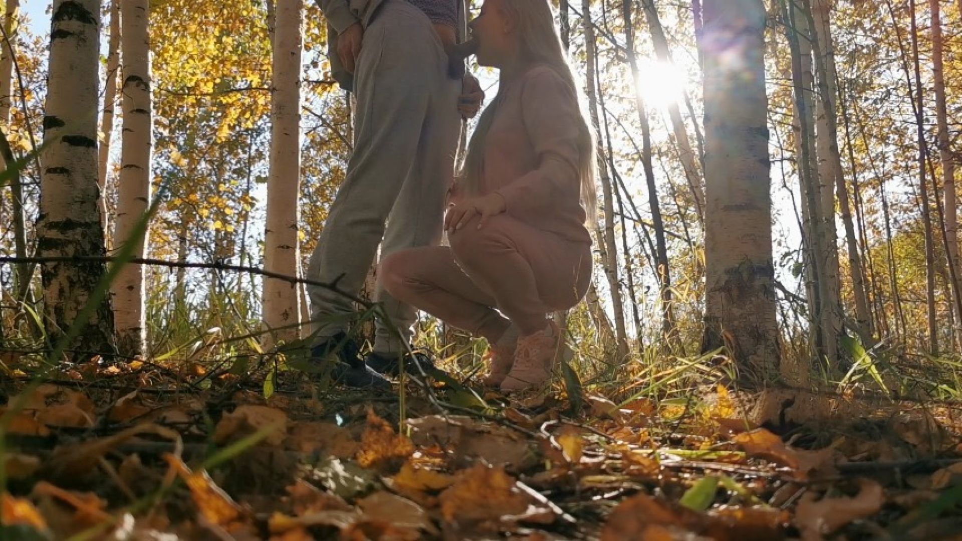Stranger cum in my mouth in the woods