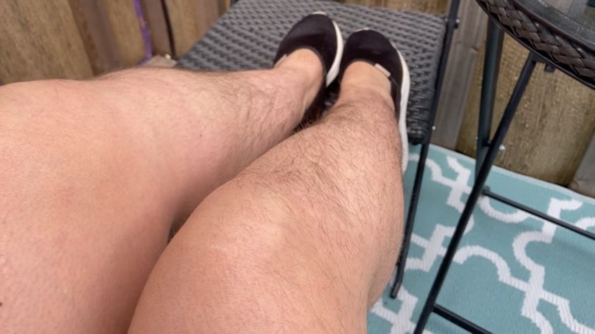 Hairy Legs in Jean Shorts