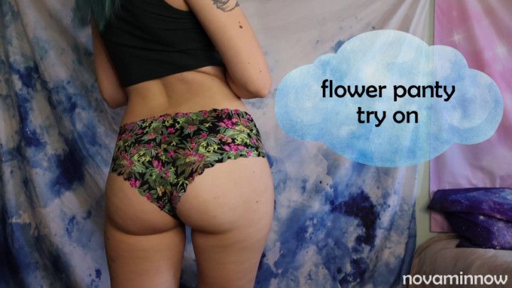 flower panty try on