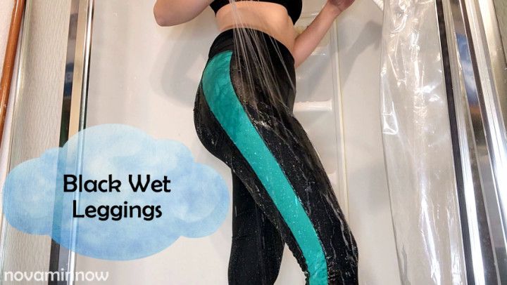 black wet leggings