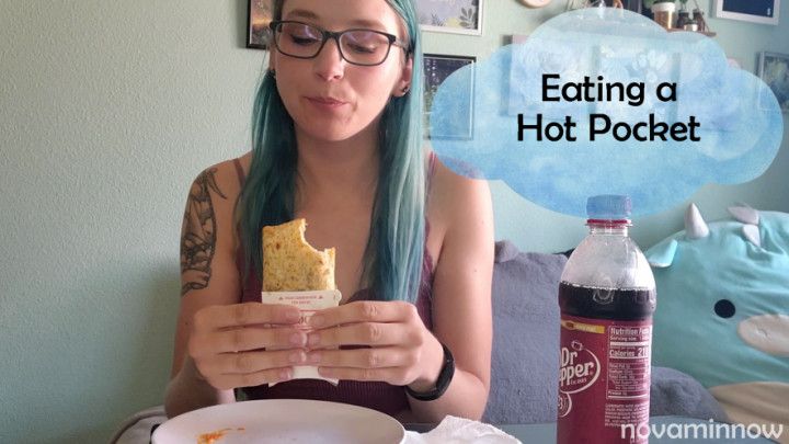 eating a hot pocket