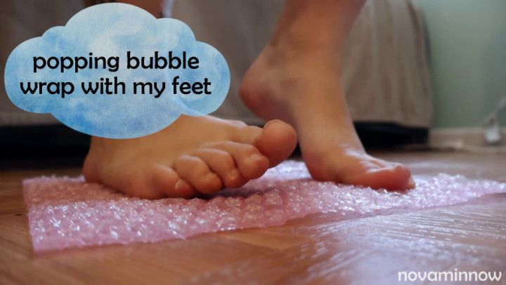 popping bubble wrap with my feet