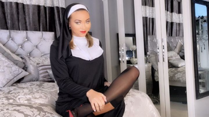 nun in her seamed nylons &amp; butt plug