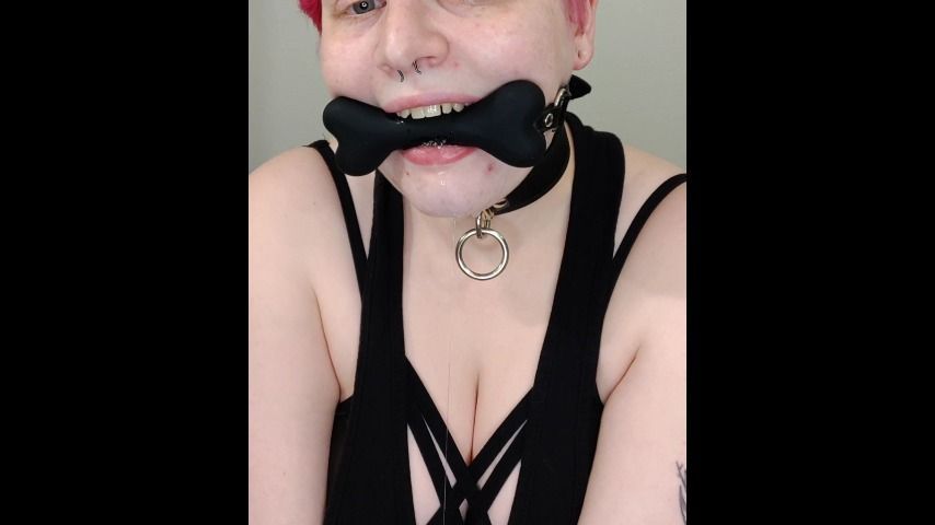 drooling on a bone gag