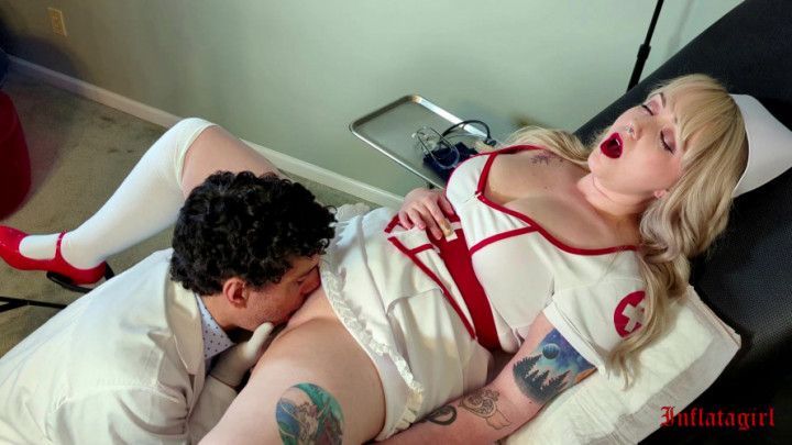 Bimbo Nurse Gets An Oral Stimulation Test