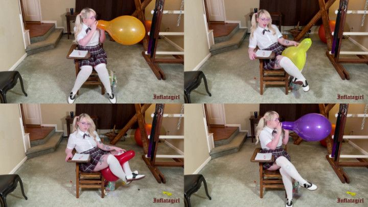 School Girl Blow to Pops And Busts Balloons In Class