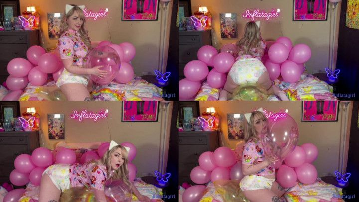 Looner Kitten Quietly Plays With Her Balloons At Night