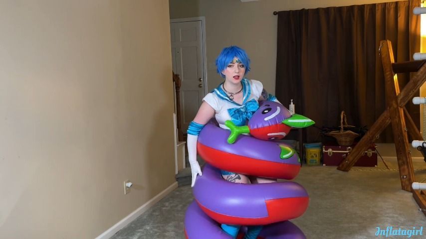 Sailor Mercury Fights Inflatable Snake