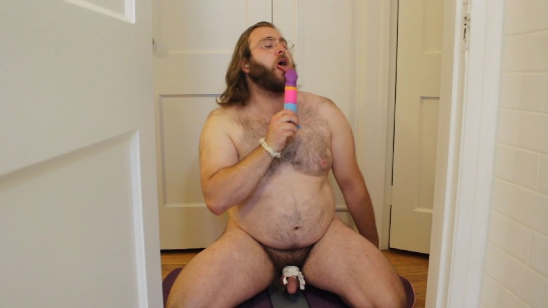 sucking and fucking my rainbow dildo just in time for pride