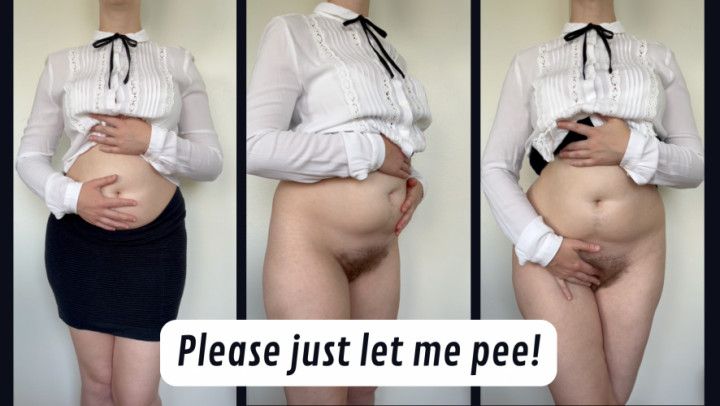 Hairy pee desperation at new job