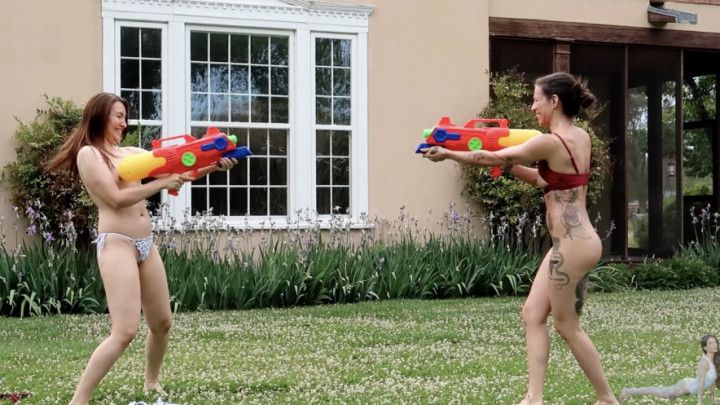 Girl Girl Outdoors Water Fight