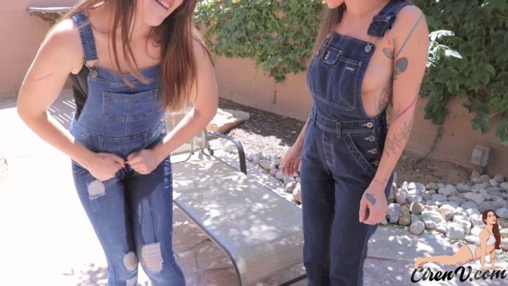 Cute Girls Pee in Their Overalls