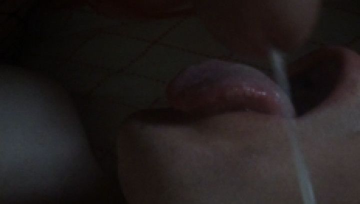 cumshot in the mouth of a fan