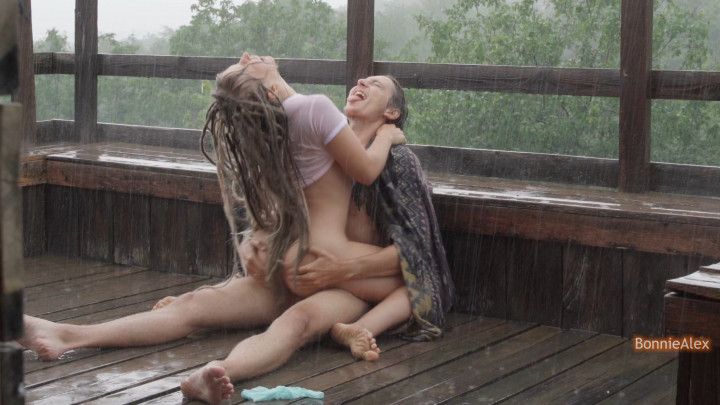 Passionate sex in the rain