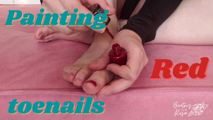 Painting toenails red