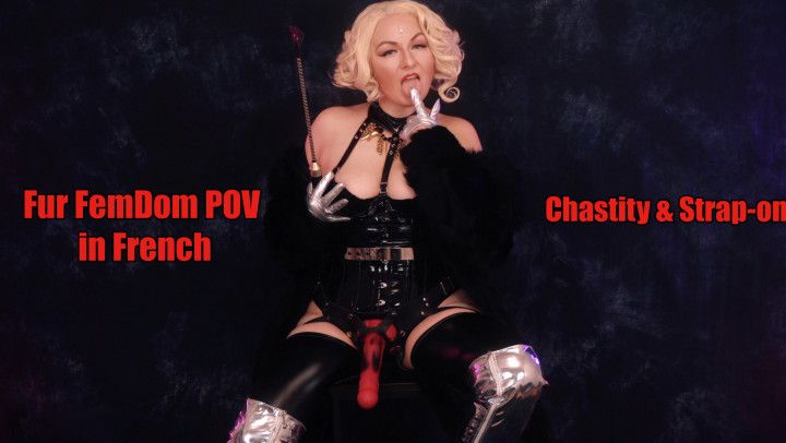 Fur FemDom POV in French: Chastity Strap