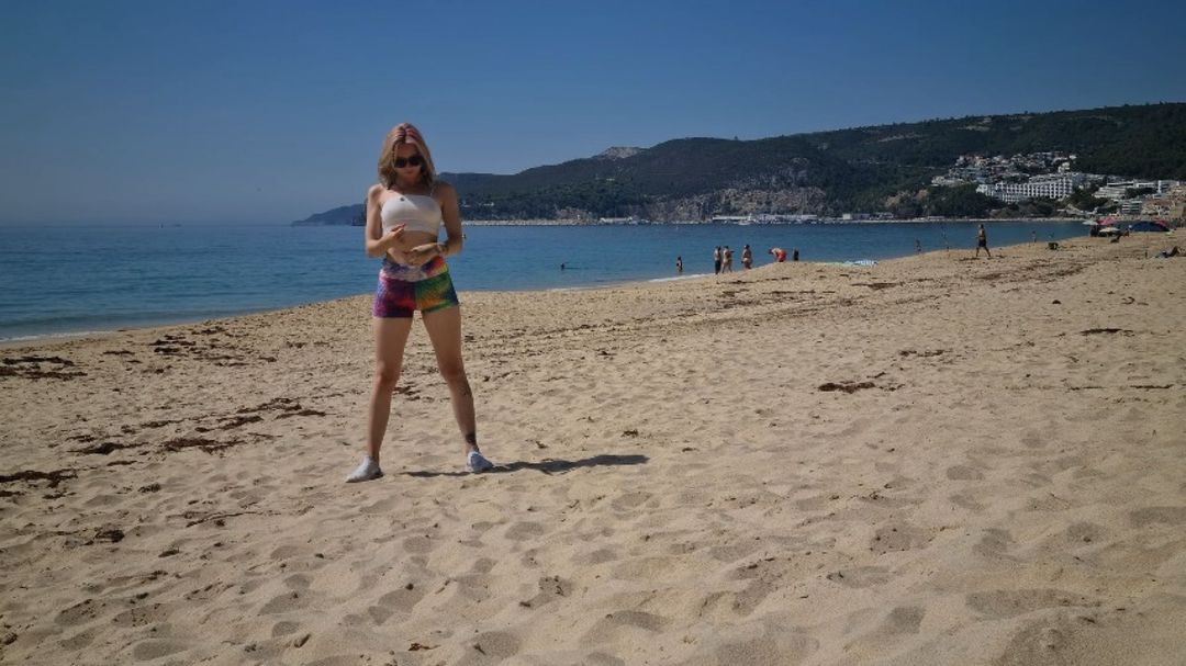 Stripper Stretch on the Beach