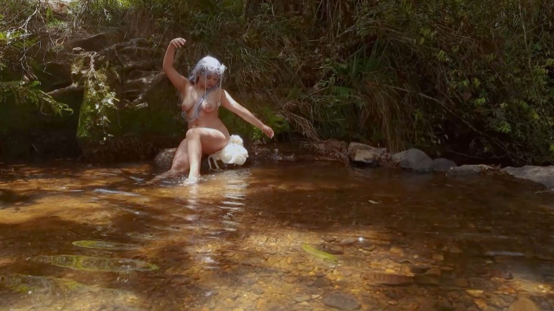 Forest nymph taking a peaceful bath