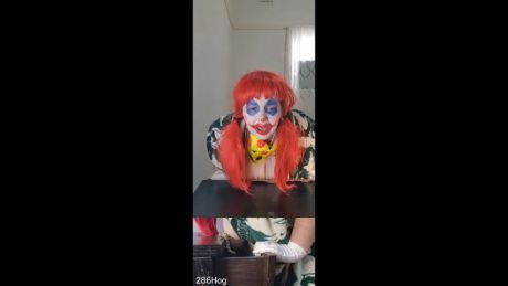 Skanko the Clown slamming saggy tits in a drawer