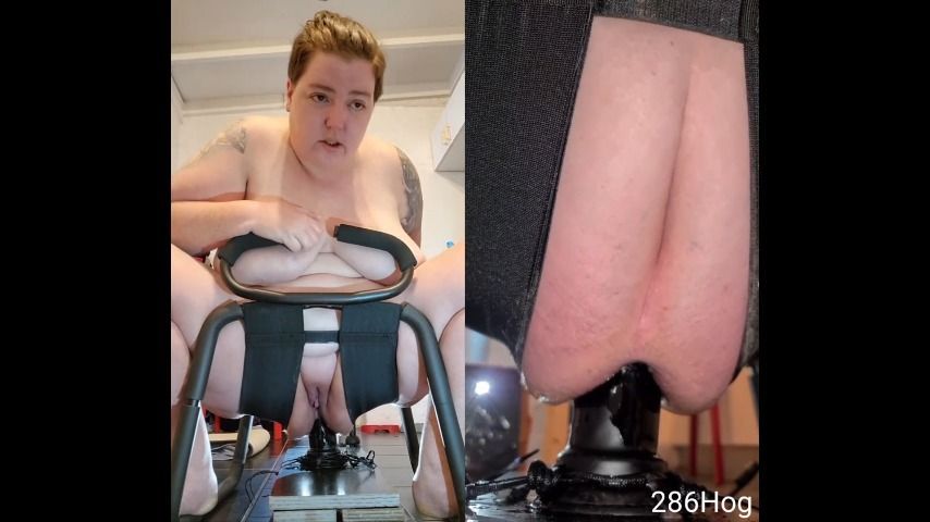 Bbw painal on stool