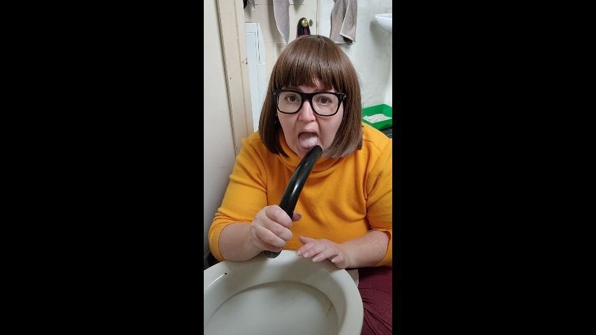 Velma doing messy deep throat training