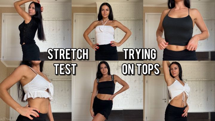 Stretch test: trying on tops, belly &amp; armpits tease