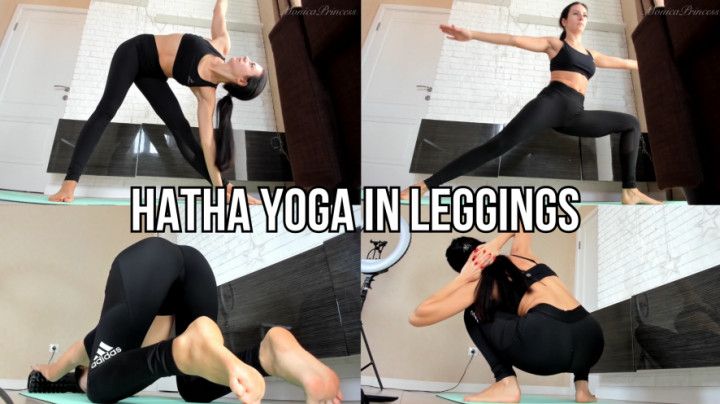 Hatha yoga in leggings - live stream